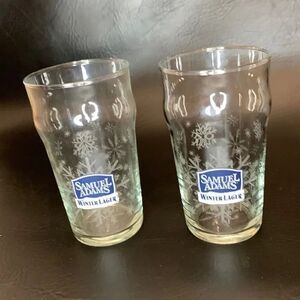 Samuel Adams Winter Lager Pilsner Blue White Etched Snowflakes 16 Oz 2 I…